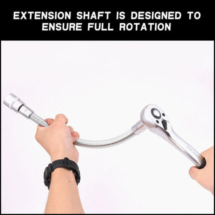 3PC Flexible Socket Extension Bars Shaft Set 1/2" 1/4" 3/8" Drive 10" 8" 6" Long.