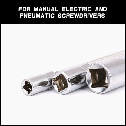 3PC Flexible Socket Extension Bars Shaft Set 1/2" 1/4" 3/8" Drive 10" 8" 6" Long.
