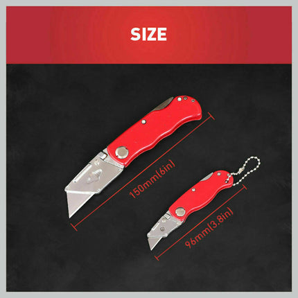 2Pc Folding Utility Knife Aluminium Handle & 10 Spare Stanley Blades Craft New.