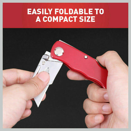 2Pc Folding Utility Knife Aluminium Handle & 10 Spare Stanley Blades Craft New.