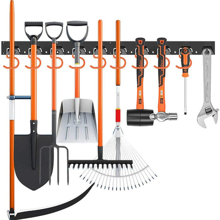 64" Wall Mount Tool Hanger Garden Storage Organizer Mop Broom Holder Hook Pegs.