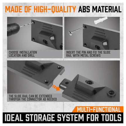 64" Wall Mount Tool Hanger Garden Storage Organizer Mop Broom Holder Hook Pegs.