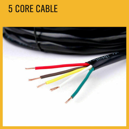 50M x 5 Core Wire Cable Trailer Cable Automotive Boat Caravan Truck Coil V90 PVC.