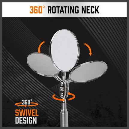 3Pc Magnetic Pick Up Tool & Swivel Inspection Mirror Telescoping Rod Heavy Duty.