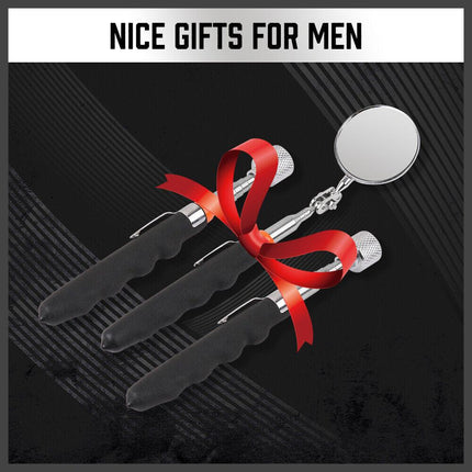 3Pc Magnetic Pick Up Tool & Swivel Inspection Mirror Telescoping Rod Heavy Duty.