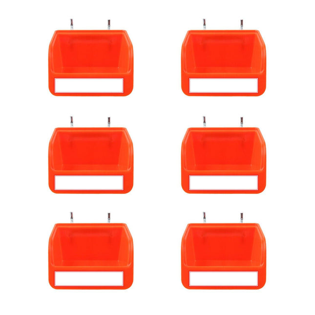 6Pc Pegboard Bins Peg Board Parts Storage With Steel Hooks Tools Organiser Tray.