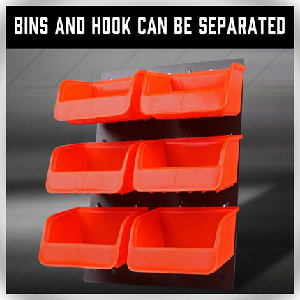 6Pc Pegboard Bins Peg Board Parts Storage With Steel Hooks Tools Organiser Tray.