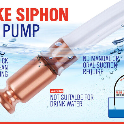 3M Self Priming Siphon Hose Water Jiggler Liquid Transfer Fuel Hose Pump Copper.