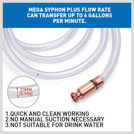 3M Self Priming Siphon Hose Water Jiggler Liquid Transfer Fuel Hose Pump Copper.