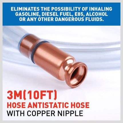 3M Self Priming Siphon Hose Water Jiggler Liquid Transfer Fuel Hose Pump Copper.