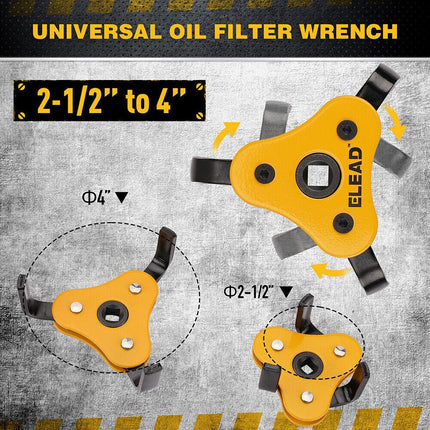 ELEAD 2Pcs Oil Filter Wrench Set Adjustable Oil Filter Change Set Engine Filters.