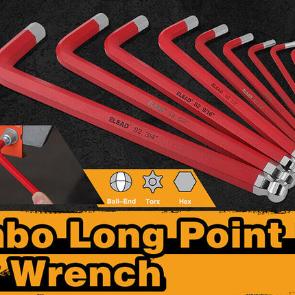 ELEAD 13Pc Extra Large Hex Key Set Long Allen Key Wrench Ball End SAE 5/64"-3/4.