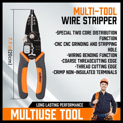 8" Wire Stripping Tool Wire Cutter Hand Crimping Pliers Strip Cutter Insulated.