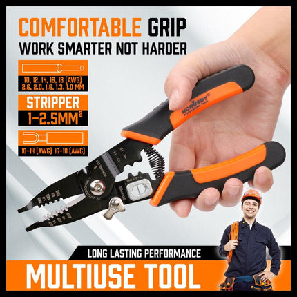 8" Wire Stripping Tool Wire Cutter Hand Crimping Pliers Strip Cutter Insulated.