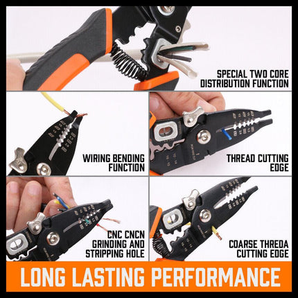 8" Wire Stripping Tool Wire Cutter Hand Crimping Pliers Strip Cutter Insulated.