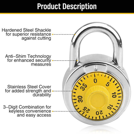 Lock Dial Combination Lock Gym Sports Locker Toolbox Case School Portable Fences.