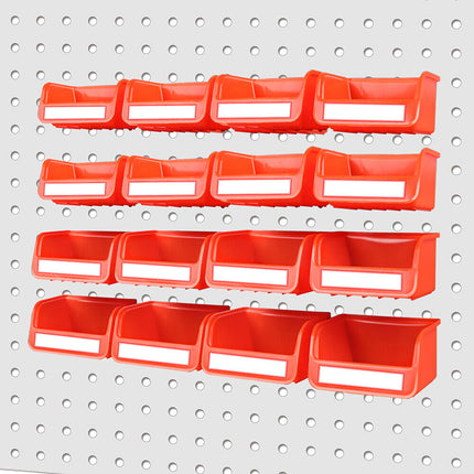 16Pc Pegboard Bins Peg Board Parts Storage With Steel Hooks Tools Organiser Tray.