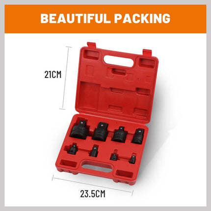 8Pc Impact Socket Reducer Set Heavy Duty Adaptor For Ratchet Wrench With Case.