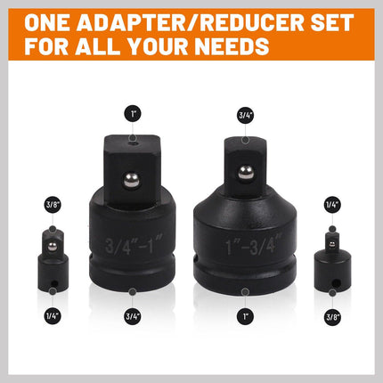 8Pc Impact Socket Reducer Set Heavy Duty Adaptor For Ratchet Wrench With Case.