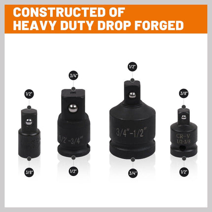 8Pc Impact Socket Reducer Set Heavy Duty Adaptor For Ratchet Wrench With Case.