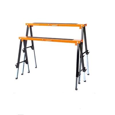 2Pc Mastercraft Sawhorse Metal Folding Non-slip Surface Saw Horse 120KG Capacity.