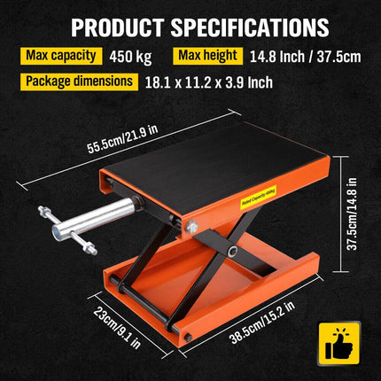 Motorcycle Jack 450KG Scissor Motor Bike Lift Stand Hoist Mini Motorbike Quad.