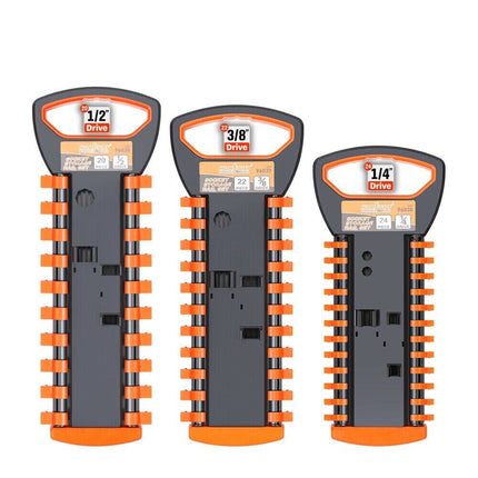 3Pc Socket Rails 66 Socket Holder Space Organiser Garage Rack 1/4" 3/8" 1/2".