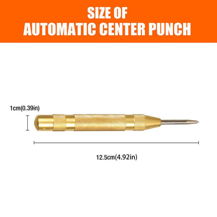 125mm/5" Automatic Centre Punch Adjustable Spring Loaded Metal Drill Tool Glod.