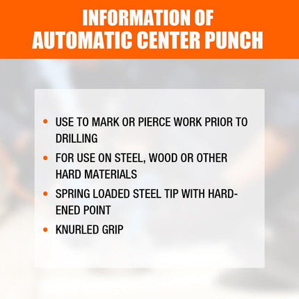 125mm/5" Automatic Centre Punch Adjustable Spring Loaded Metal Drill Tool Glod.