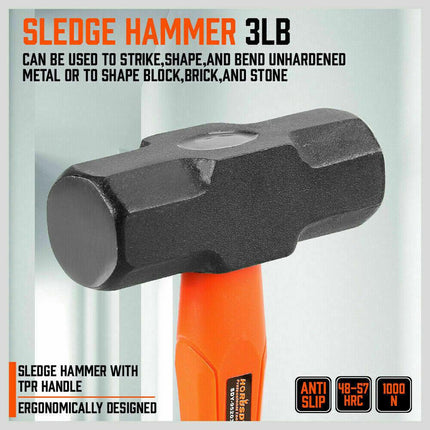 5Pc Hammer Set Rubber / Ball Pein / Sledge / Cross Pein Mallet TPR Grip Handle.