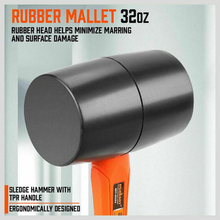 5Pc Hammer Set Rubber / Ball Pein / Sledge / Cross Pein Mallet TPR Grip Handle.