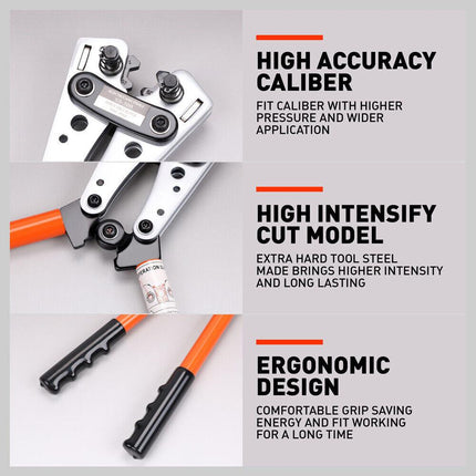 6-50 mm2 Wire Crimper Cable Crimp Electric Tube Crimping Hand Tool Battery Lug.