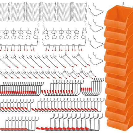 238Pc Pegboard Hooks Set Peg board Bins Parts Storage Assortment Tools Organiser.