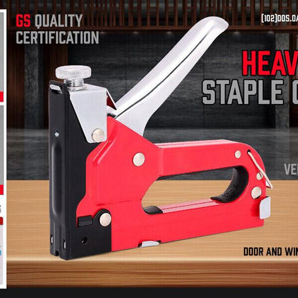 Heavy Duty Staple Gun Set 2in1 Stapler 1500Pc Staples Tacker Hand Fastener Tool.