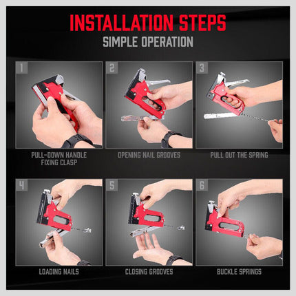 Heavy Duty Staple Gun Set 2in1 Stapler 1500Pc Staples Tacker Hand Fastener Tool.
