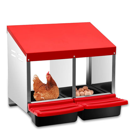 VaKa Chicken Hen Coop Hutch 2 Hole Inside Outside Roll Away Lay Egg Nesting Box.