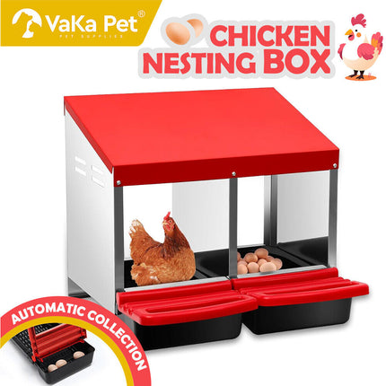 VaKa Chicken Hen Coop Hutch 2 Hole Inside Outside Roll Away Lay Egg Nesting Box.