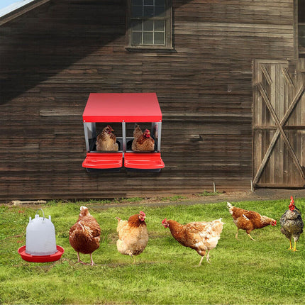 VaKa Chicken Hen Coop Hutch 2 Hole Inside Outside Roll Away Lay Egg Nesting Box.
