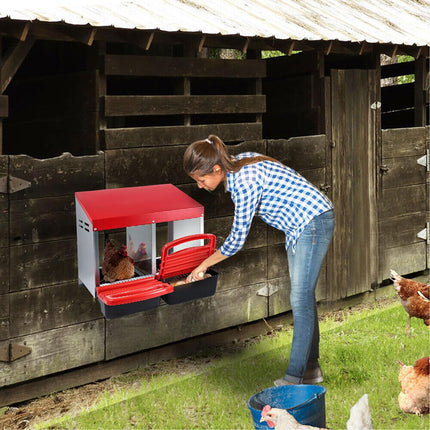 VaKa Chicken Hen Coop Hutch 2 Hole Inside Outside Roll Away Lay Egg Nesting Box.