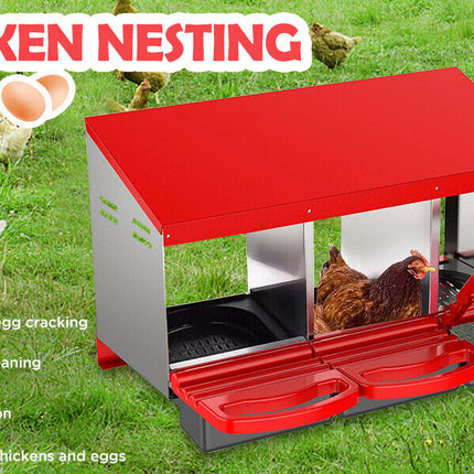 VaKa Chicken Hen Coop Hutch 3 Hole Inside Outside Roll Away Lay Egg Nesting Box.
