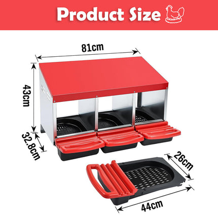 VaKa Chicken Hen Coop Hutch 3 Hole Inside Outside Roll Away Lay Egg Nesting Box.