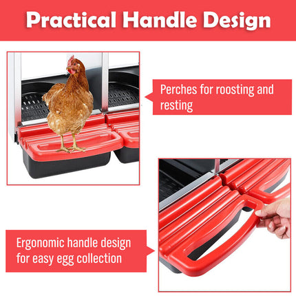 VaKa Chicken Hen Coop Hutch 3 Hole Inside Outside Roll Away Lay Egg Nesting Box.