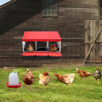 VaKa Chicken Hen Coop Hutch 3 Hole Inside Outside Roll Away Lay Egg Nesting Box.