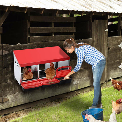 VaKa Chicken Hen Coop Hutch 3 Hole Inside Outside Roll Away Lay Egg Nesting Box.