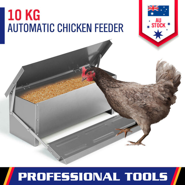 10KG 12.5L Garden Farm Automatic Food Storage Box Stand Chicken Feeder Poultry.