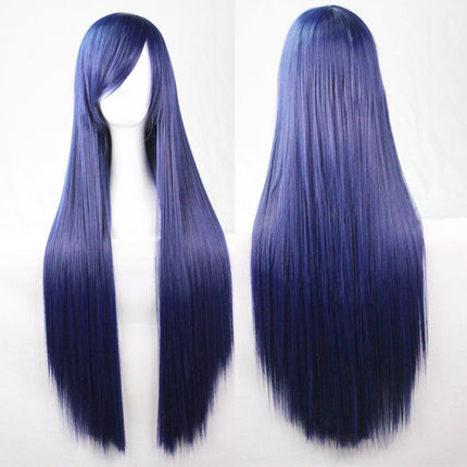 New 80cm Straight Sleek Long Full Hair Wigs w Side Bangs Cosplay Costume Womens, Aqua.