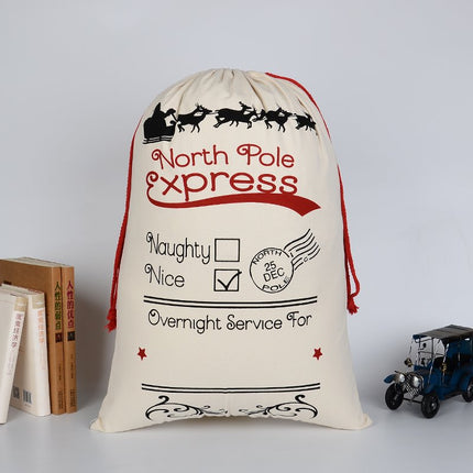 Large Christmas XMAS Hessian Santa Sack Stocking Bag Reindeer Children Gifts Bag, Red - Delivery by Reindeer