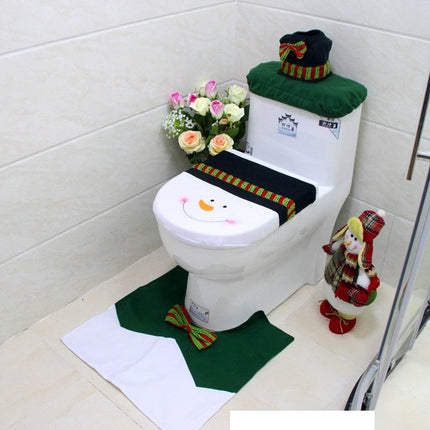 4pcs Christmas Toilet Seat Cover Rug Bathroom Set Santa Snowman Xmas Home Décor, Santa.