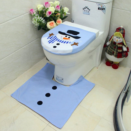 4pcs Christmas Toilet Seat Cover Rug Bathroom Set Santa Snowman Xmas Home Décor, Santa.