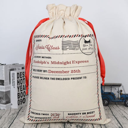 Large Christmas XMAS Hessian Santa Sack Stocking Bag Reindeer Children Gifts Bag, Cream - Delivery Enclosed Gift